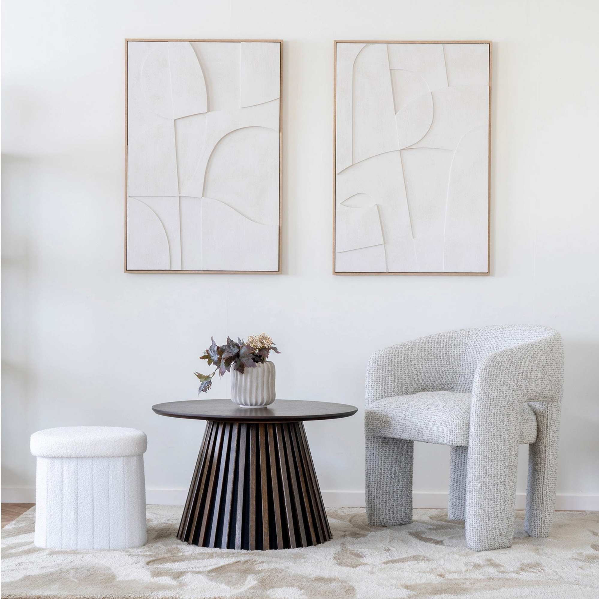 Monroe Chair – Sculpted Bouclé Dining Chair